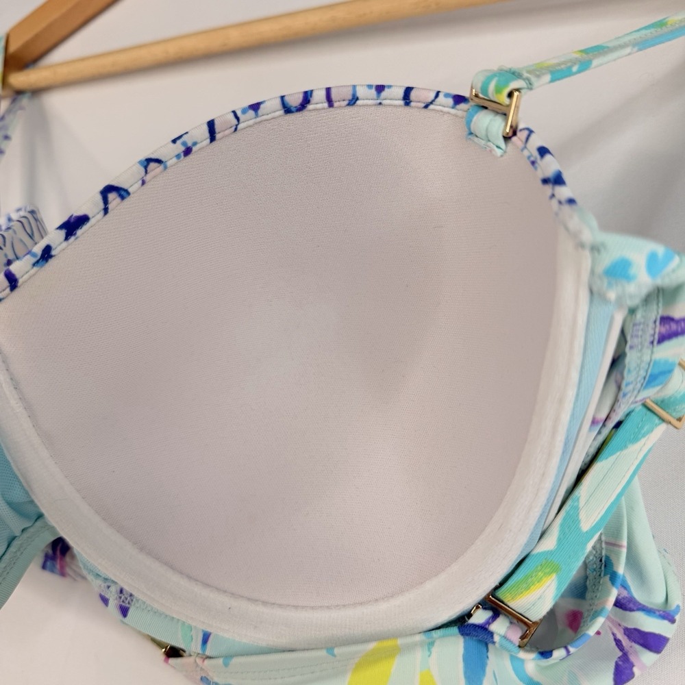 Lilly Pulitzer Knot Bikini Top Only Multicolor Leaves Size 10 Pre-Own - Picture 10 of 12
